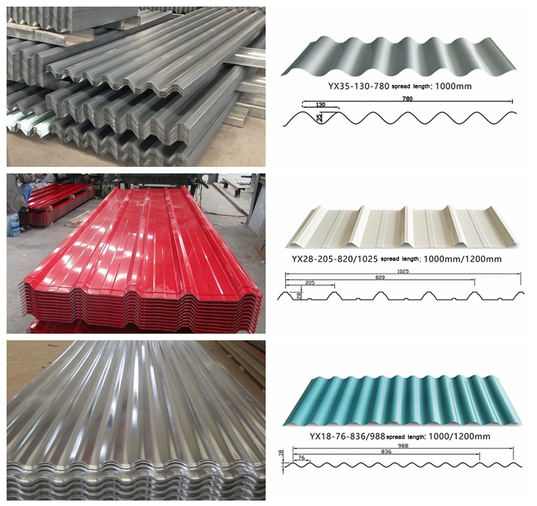 Good Quality Corrugated Roofing Sheet 6feet 7feet 8feet 9feet 10feet Long PVC PE/SMP HDP 26 36inches for Roof Tile ISO SGS Fast Producing